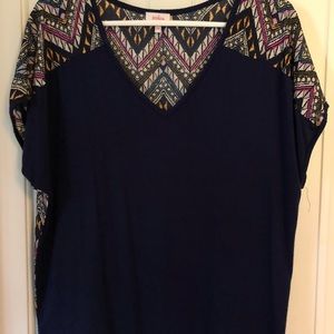 Navy Blue V-neck Top